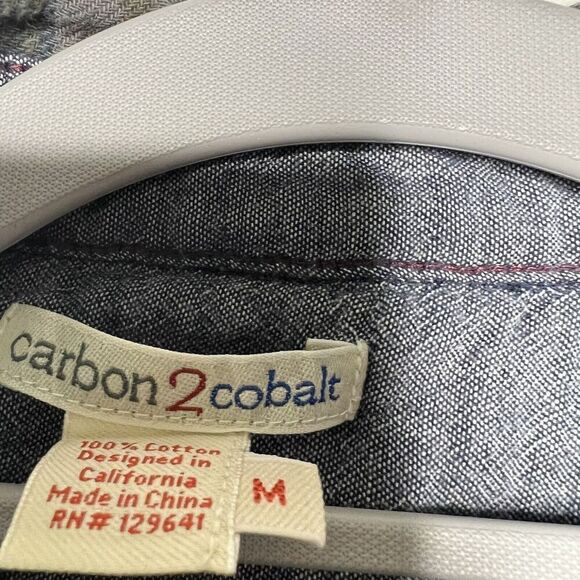 Carbon 2 Cobalt Shirt Mens Medium Plaid Flannel Button Down Collared Cotton - Picture 3 of 8